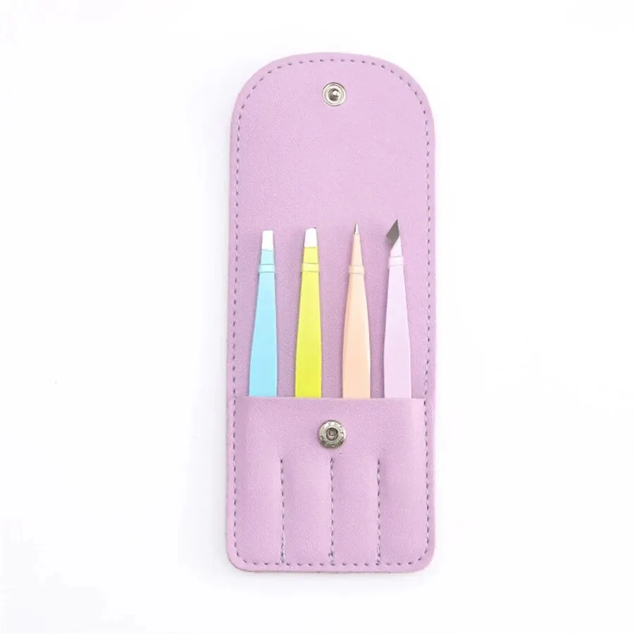 Eyelash tweezers eyebrow tweezers Christmas Gift Beauty Tweezers 4-piece Set Of Colorful Stainless Steel Professional Eyebrow Clip False Eyelash Makeup Tools