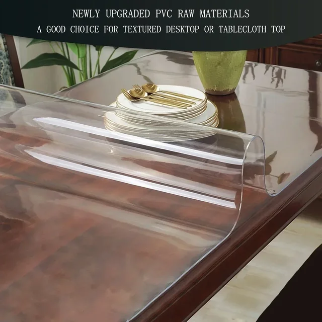 Nappe transparente en PVC d'épaisseur, tapis de table à manger résistant à la chaleur, imperméable et résistant à l'huile, 1 pièce 3