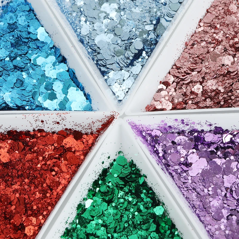 Iridescent Chunky Glitter For Nails Art Decoration Mix Hexagon Sequins 10  gm