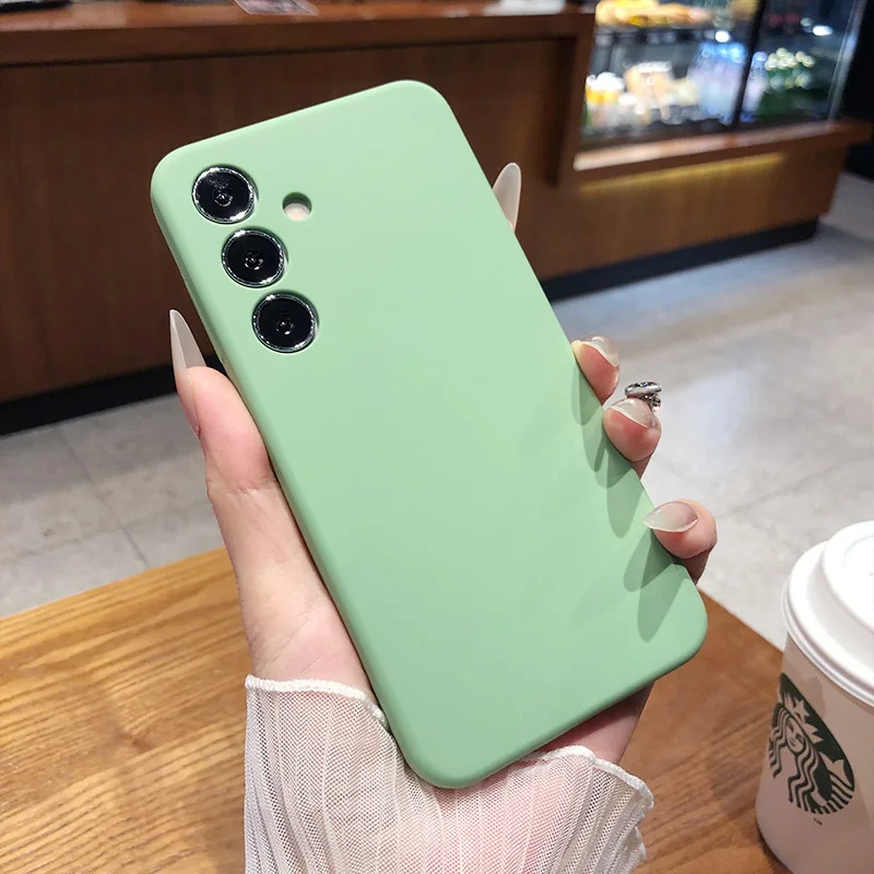 Solid Color Liquid Silicone Shockproof Phone Case with Camera Protection