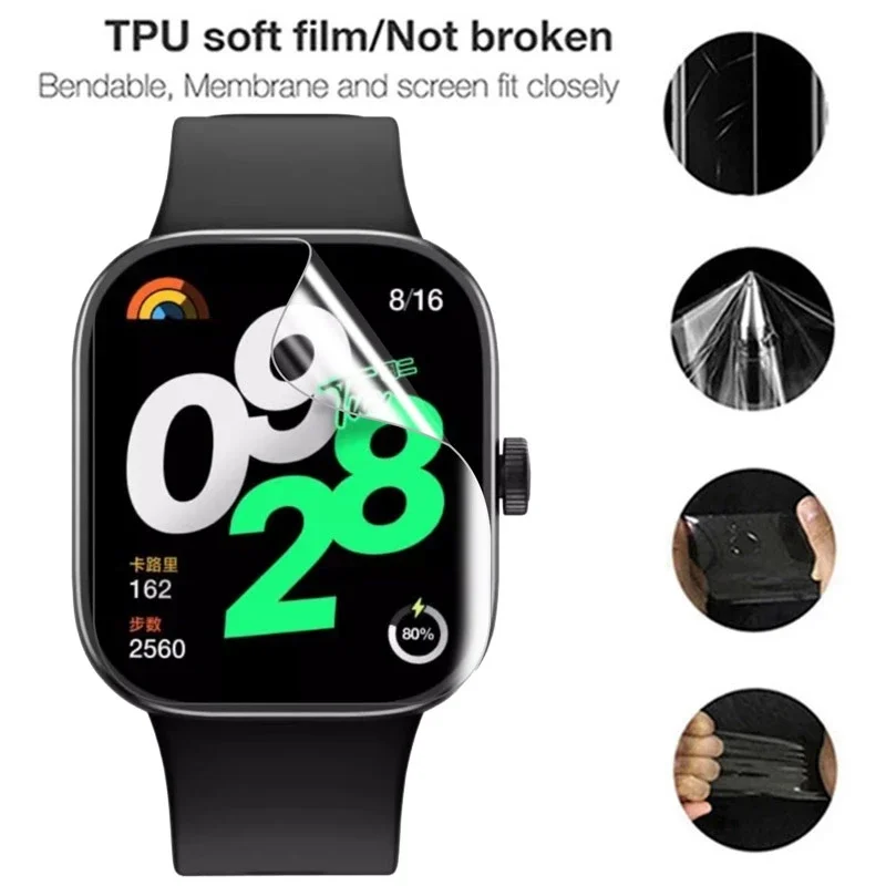Redmi Watch 4 용 3D 곡선 TPU 하이드로 겔 필름 Redmi Watch 4 SmartWatch 보호 필름 용 HD 투명 소프트 스크린 보호기