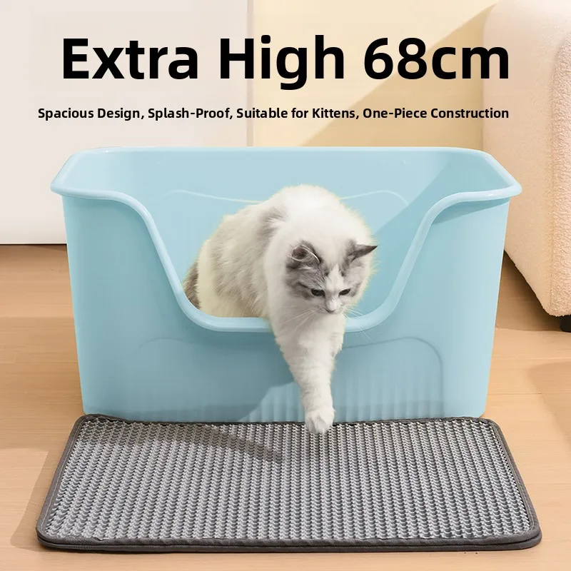 Extra Large Semi-Enclosed  Litter Box Maine Coon Pet Supplies Anti-Spla  Toilet Bowl Manual Cleaning PP Plastic Material