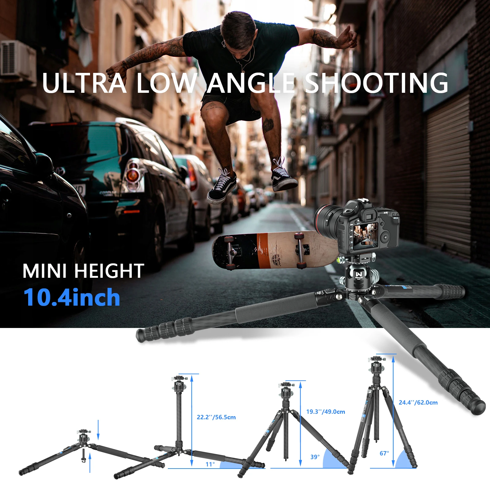 Weyllan FX7 Professional Carbon Fiber Tripod 76.2inch Max Load 25kg Tripod Monopod for Digital DSLR Heavy Duty Camera Stand