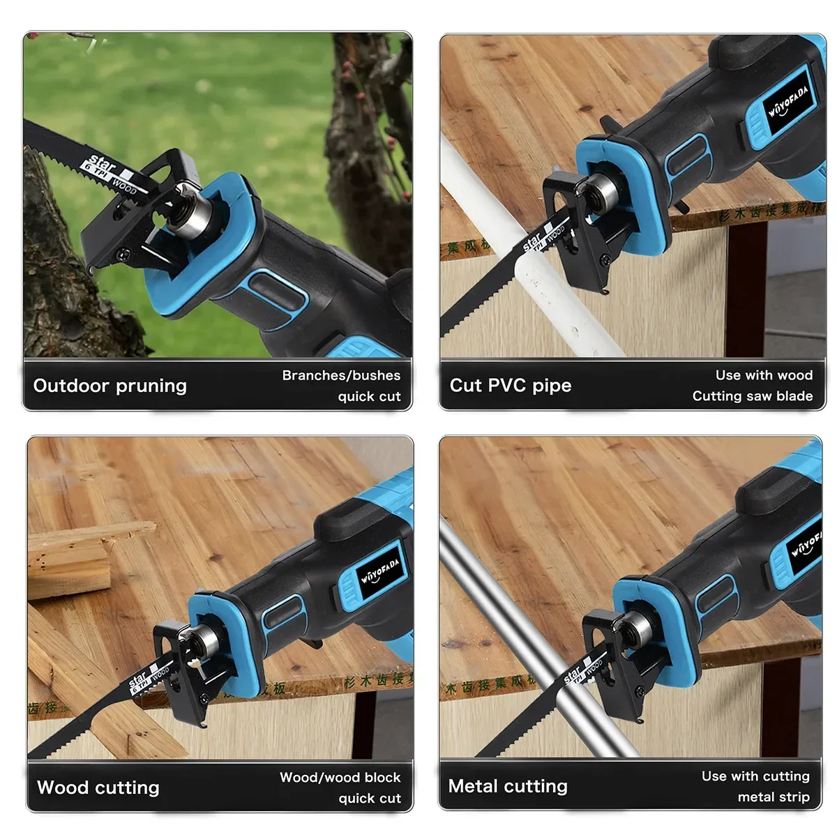 Cordless Electric Reciprocating Saw Saber Saw Cutting Portable Power Tools With Plastic Box For 18V Makita Battery