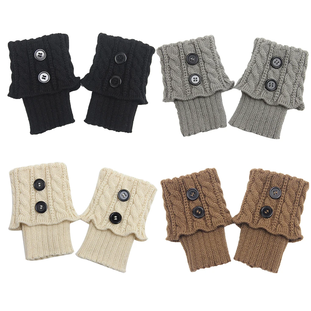 1 Pair Women Boot Socks Leggings Jeans Button Solid Color Decorative Leg Warmer Winter Warm Comfortable Decoration