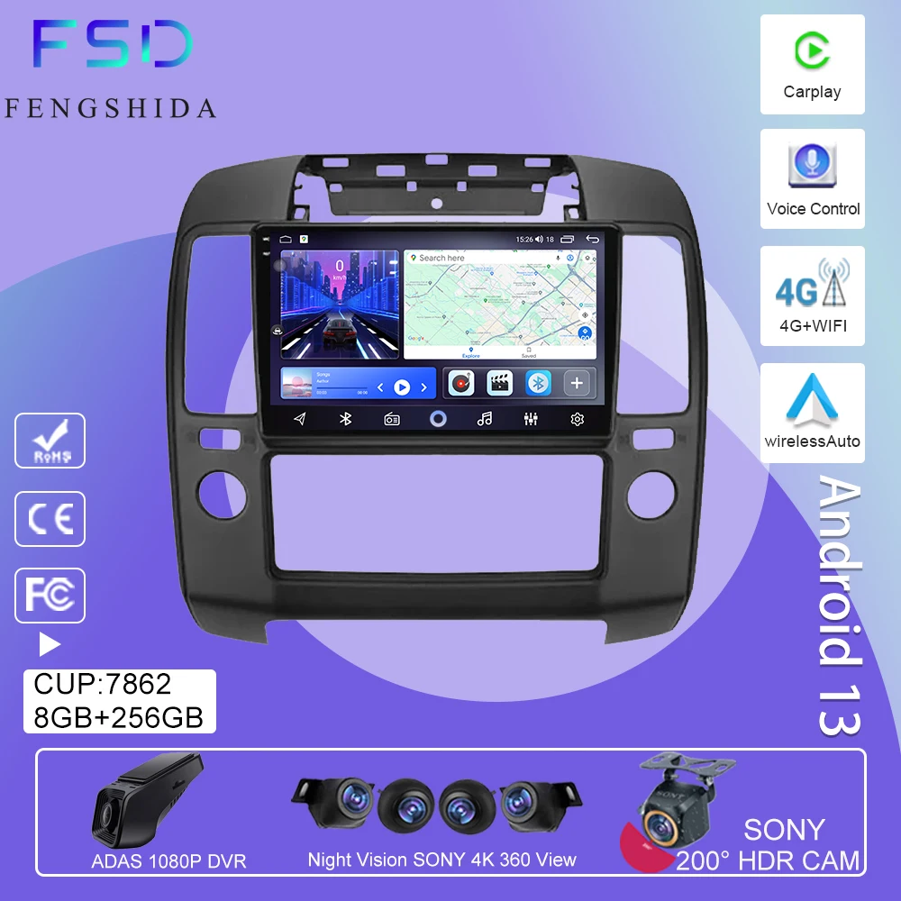 

Автомобильный Android Carplay для Nissan Navara 3 D40 2004 - 2010 автомобильное радио стерео Мультимедийный плеер GPS-навигация экран TB DVD NO 2DIN