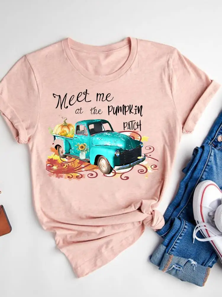 Halloween Fall Autumn T-shirt Ladies Thanksgiving Love Pumpkin Spice Basic Tee Top Clothes Women Graphic Print T Shirt173_voghion.com