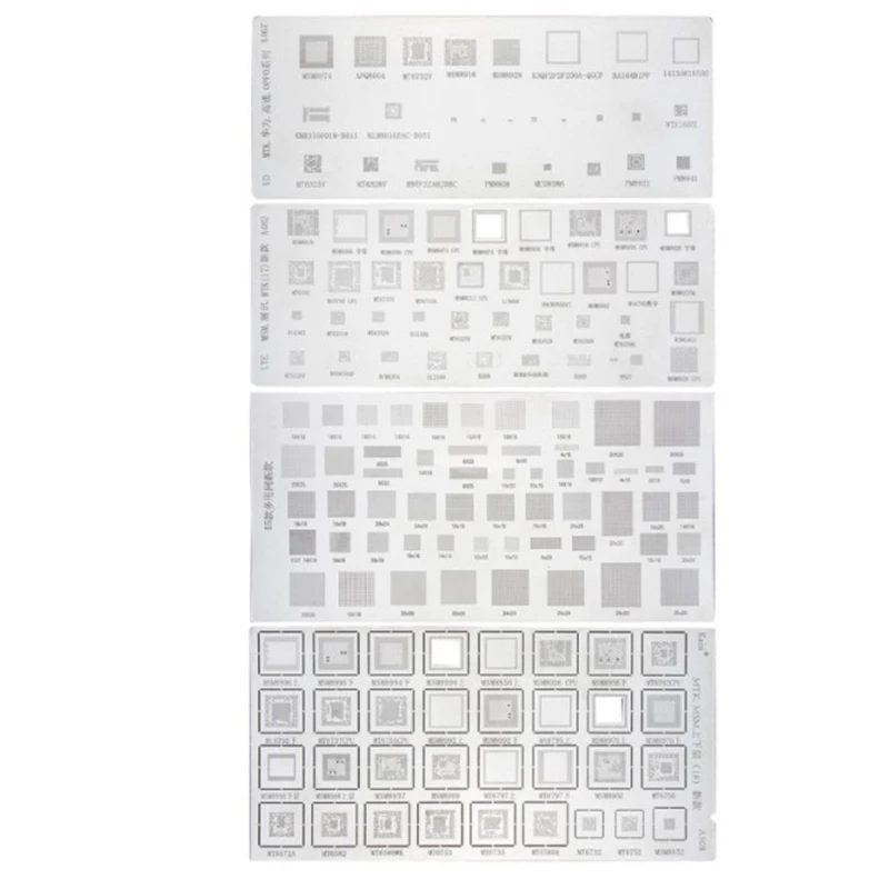 

4PCS Universal BGA Stencil For MTK MSM Samsung Huawei Xiaomi Ipad CPU RAM PM Power IC Reball Pin Direct Heat Template