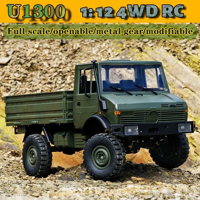 Rc Electric Off-Road Cremlimbing Ote Control Car  1:12 U1300 Unimog Abs Plastic Armygreen Toy Model Remote Control Kid Xmas Gift 6