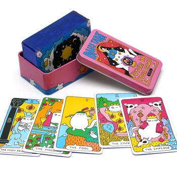 Tin Box Wyspell Cat Tarot Cards 78 Card Cat Tarot Deck Unique Tarot Cards for Cat Lovers and Tarot Enthusiasts Cute Tarot Cards 1