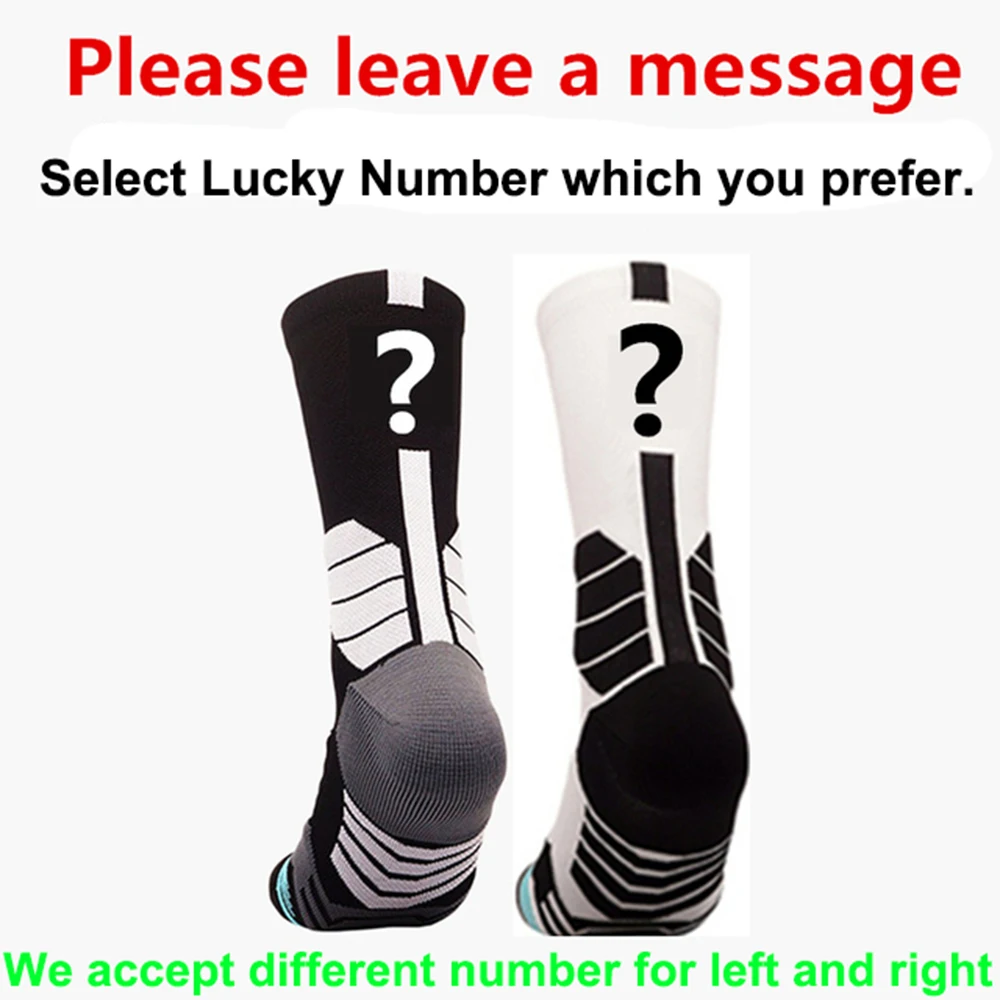 

Men Customized Professional Sports Socks Basketball Calcetines Women Cycling Running Socks Black White DIY Your Lucky Number 0-9