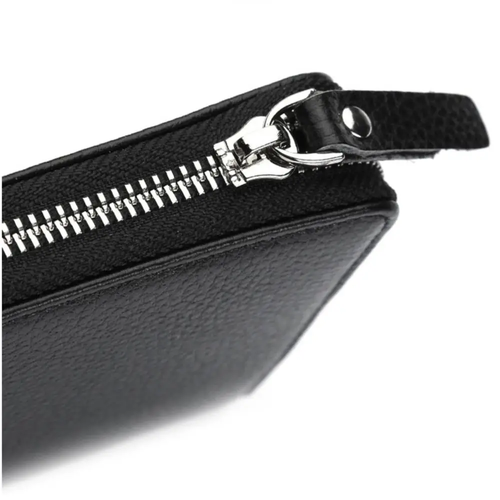 New PU Leather Men Long Wallet Zipper Solid Color Phone Bag Large Capacity Card Holder