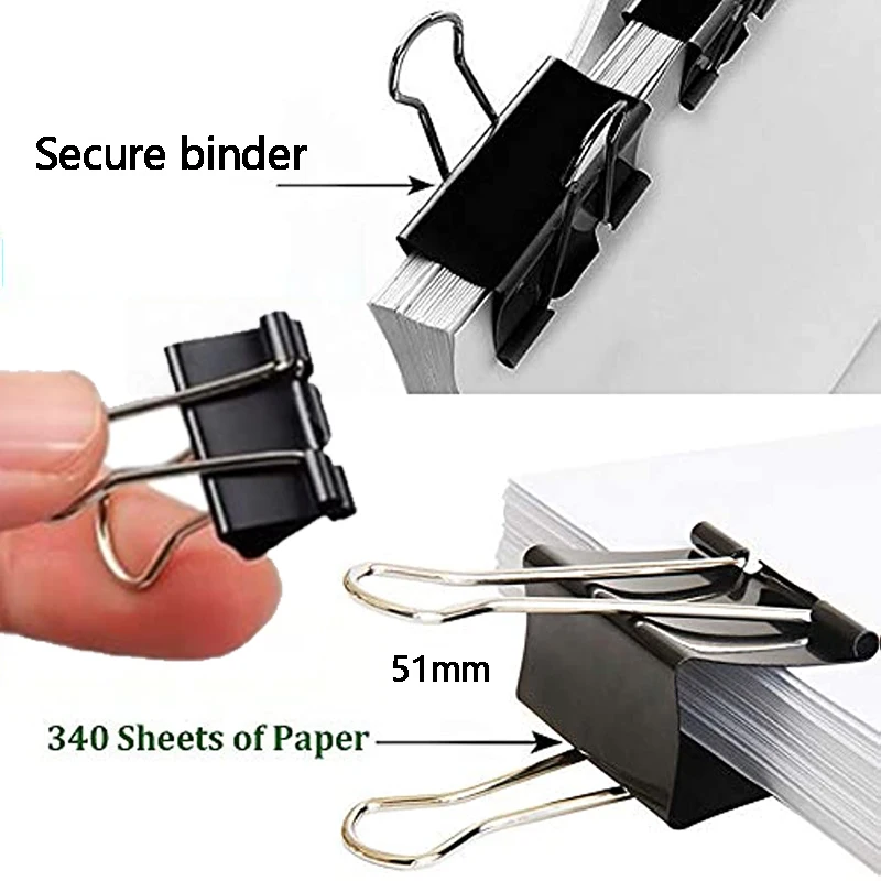 5pcs Metal Binder Clips Paper Clamps Notes Letter Paper Clip Office School Stationery Binding Securing Clips 15/19/25/32/41/51mm