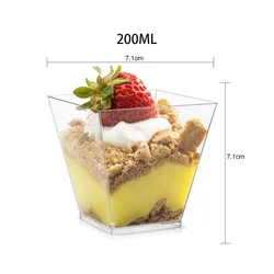 Mini Ladder Shaped Dessert Cups - Disposable Plastic Pudding Cups for Parties and Sweet Shops (200ml)