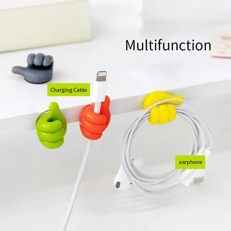 10Pcs Thumb Hooks Adhesive Cable Holder Desk Set Self-Adhesive