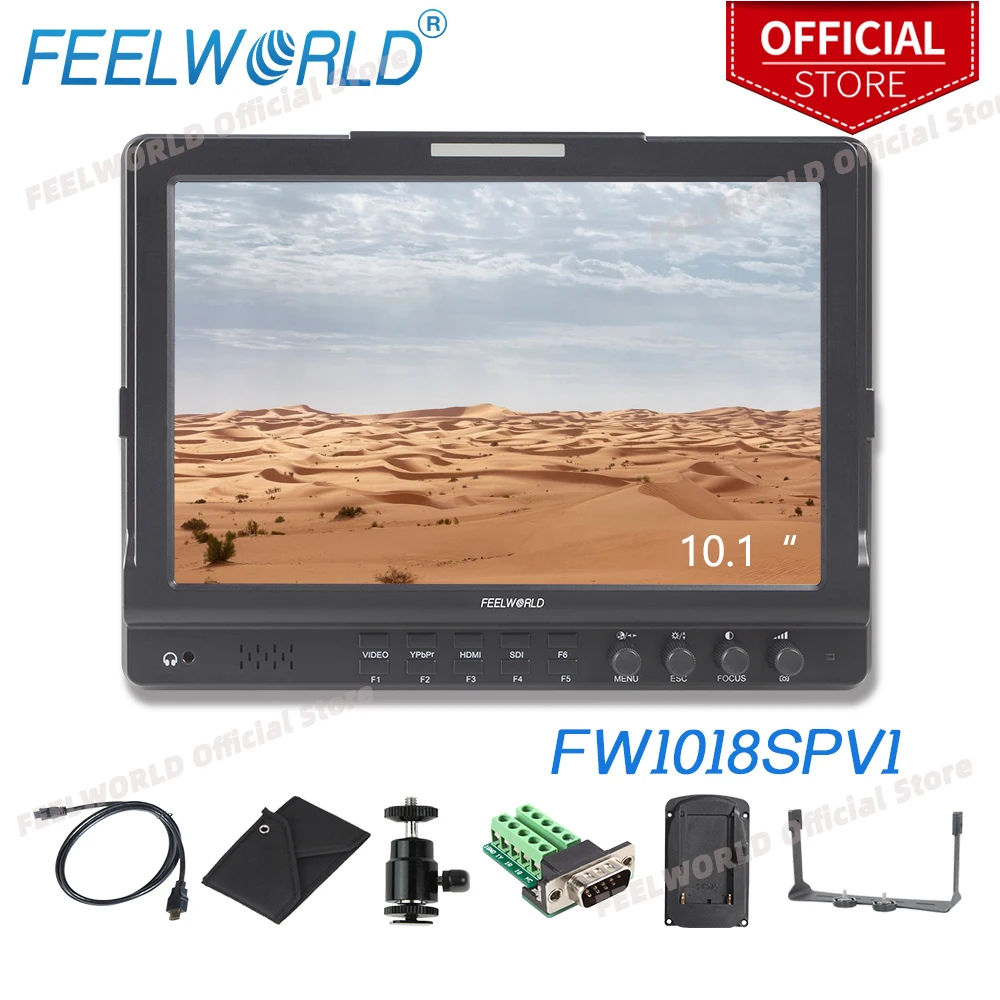 FEELWORLD FW1018SPV1 10.1 Inch IPS 1920X1200 3G-SDI HDMI Camera-Top Monitor with Focus Assist Histogram False Colors Exposure