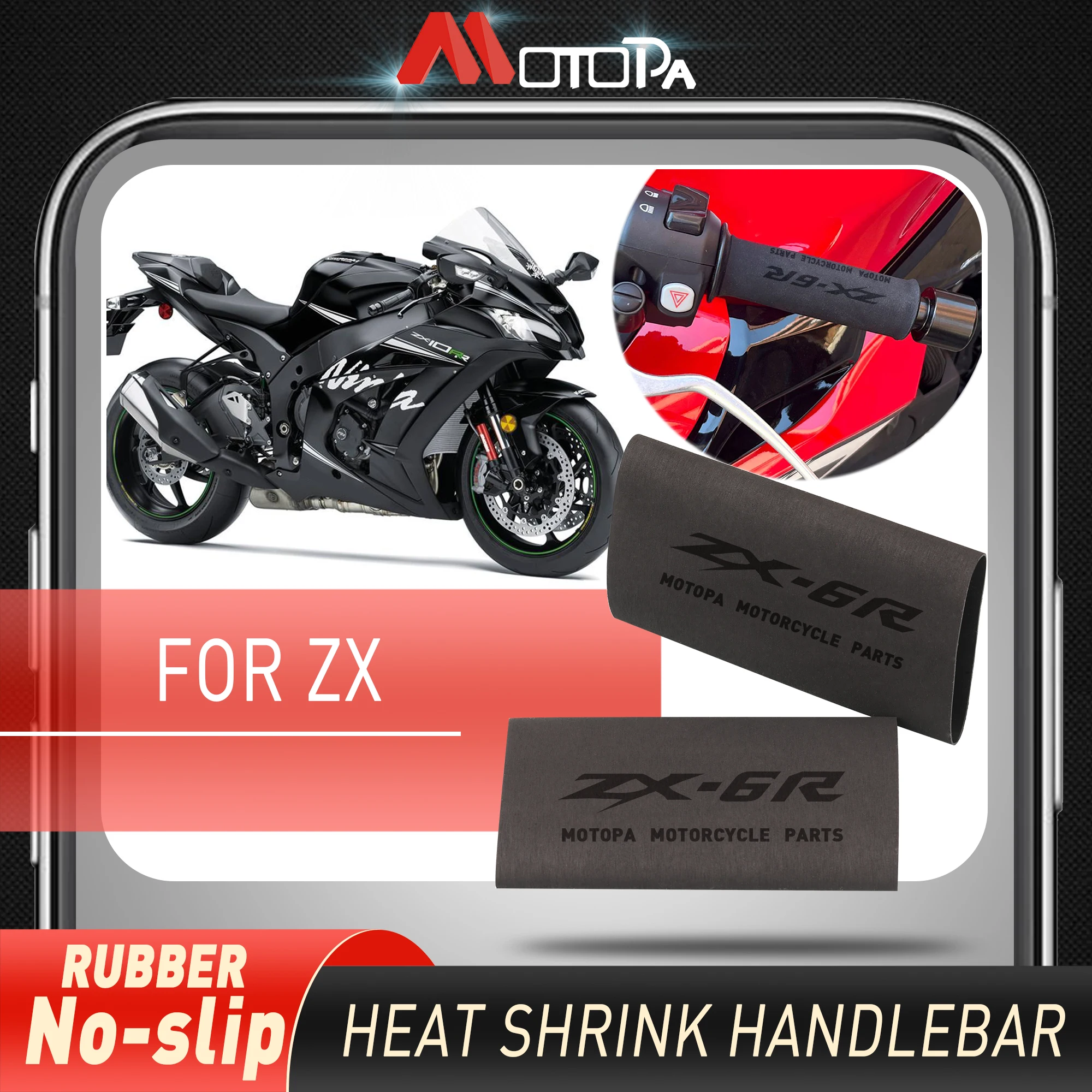 

MOTOPA Motorcycle Accessories For KAWASAKI NINJA ZX-10R ZX10R ZX-14R ZX-6R ZX6R No-slip Heat Shrink Handlebar Grips With LOGO