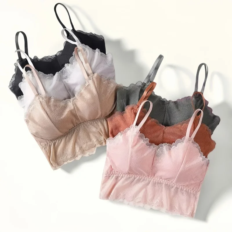 Women Lace Bra Top Padded Wireless Lace Bralette Female Removable Pads Bras Summer Crop Top Sexy Lingerie_voghion.com