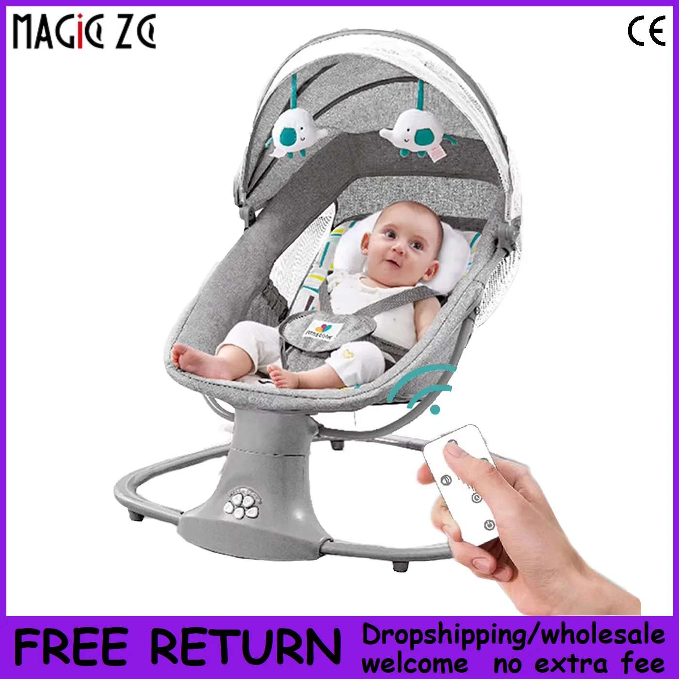 Chaise à bascule électrique pour bébé, berceau pour nouveau-né, accent de lit pour bébés, berceau pour tout-petits