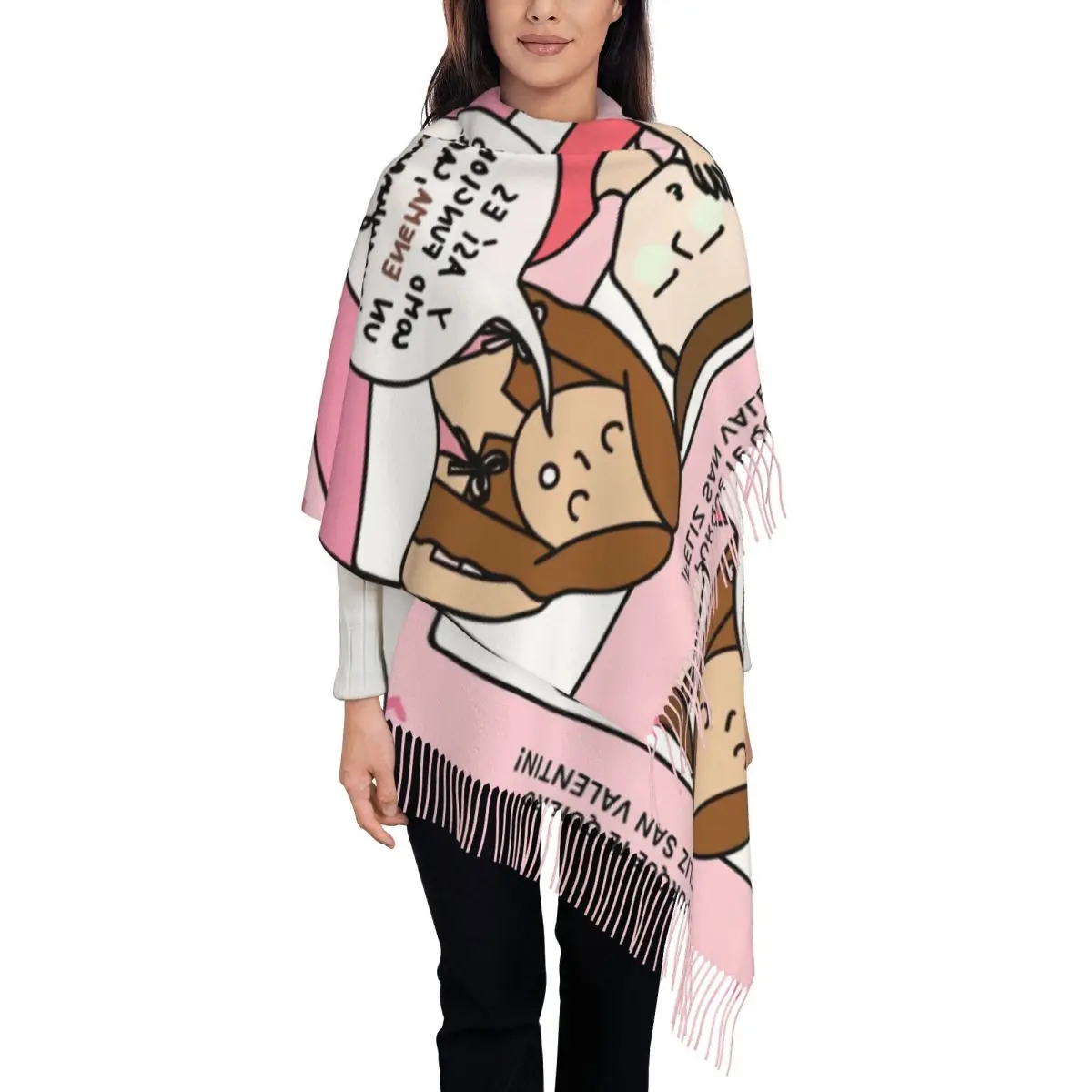 

Customized Printed Enfermera En Apuros Cartoon Doctor Nurse Scarf Women Men Winter Warm Scarves Shawls Wraps