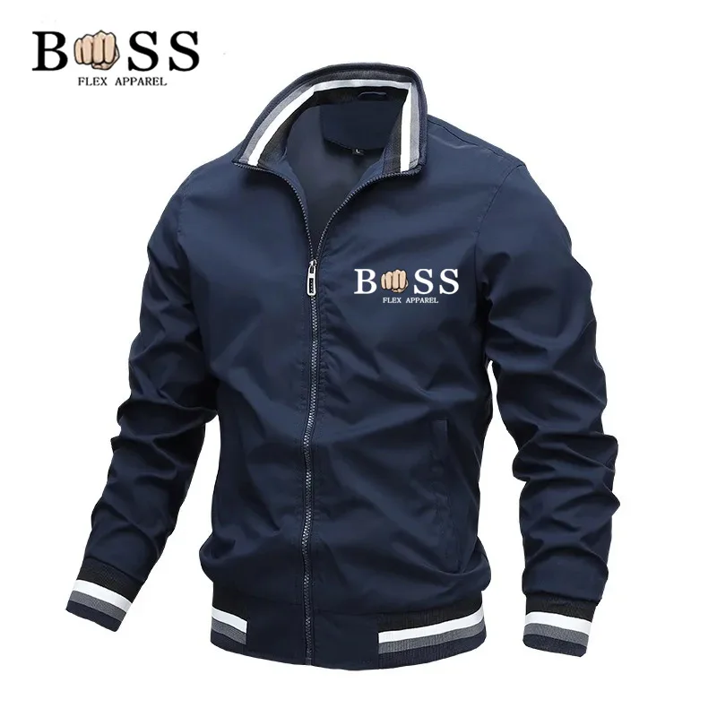 Spring Men's Stand Collar Casual Zipper Jacket Outdoor Sports Coat Windbreaker Jacket for Men Waterproof Bomber Jacket