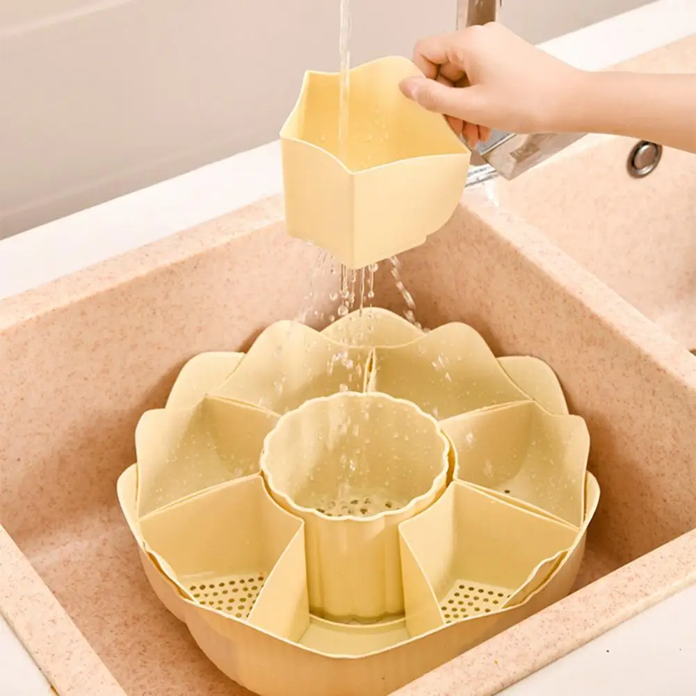 Serving Dishes Versatile 360 Degree Rotatable Serving Tray with 8 Dividers for Hot Pot Snacks Fruit Detachable Draining Food