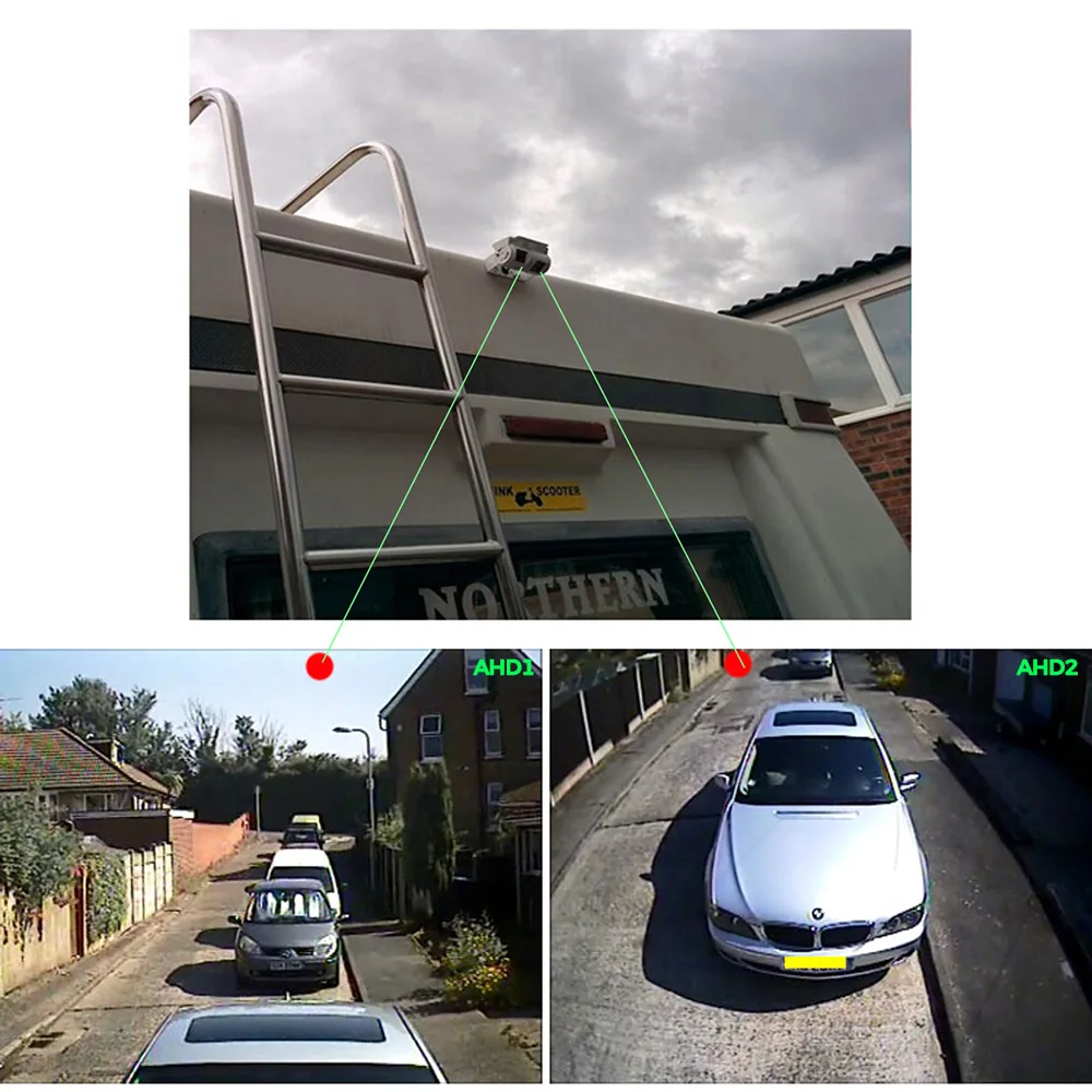 Description Picture 2 of itemWhite Dual Lens Truck Reversing Camera HD 720P Twin Backup Camera DC9-35V CVBS/AHD Signal Output For Truck RV Vans Motorhome
