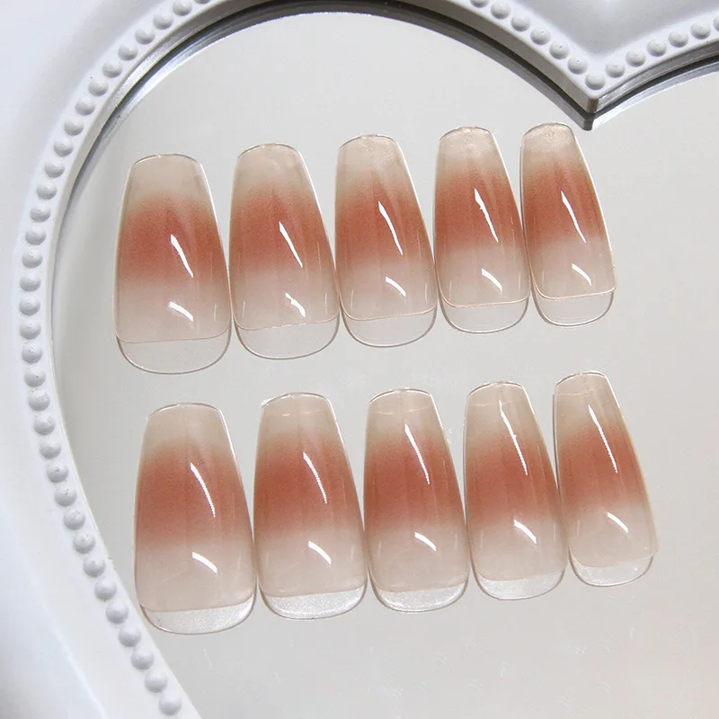 Ombre Coffin Pink Glossy Press On Nails