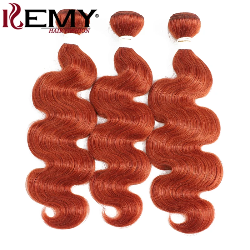 Body Wave Human Hair Bundles Brazilian Human Hair Weave Bundles 350 Orange Ginger Colored Remy Extension 1/3/4 PCS