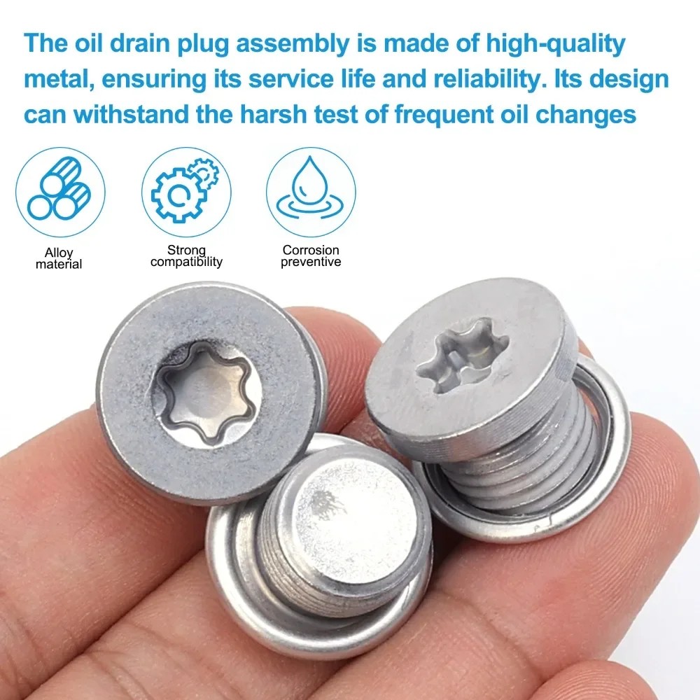 Car Oil Drain Plug Screws Sealing Gasket Engine Sump Plugs O-Washer Set for Volkswagen Audi Replaceable Parts N0138157 N91167901 oil drain plug gasket oil drain plug seal washer
