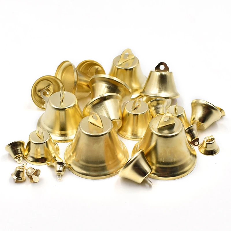 10-50Mm Campane Placcate Oro Ornamenti Tromba Mini Jingle Bells Decorazioni Natalizie