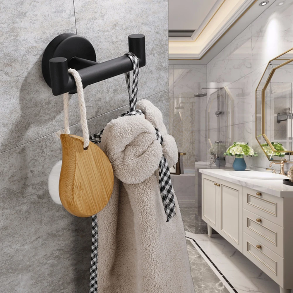 Small Bathroom Bathroom Hand Towel Hooks Black Modern Wall Mounted