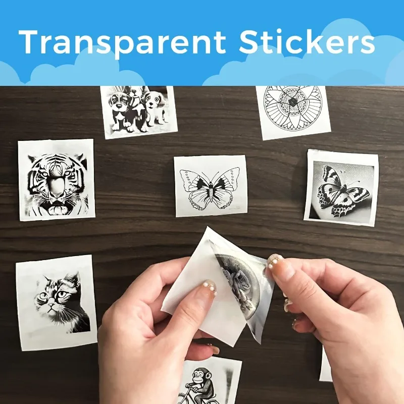 Transparent Adhesive Thermal Sticker Paper, For Phomemo/Memoking T02/M02 TP6 Printer Black On Transparent For Notes List Sticker