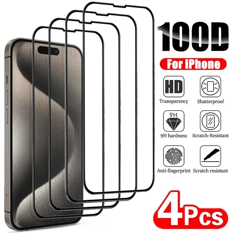 4 Pezzi, Vetro Temperato Iphone 15 Plus Vetro Temperato Iphone 15 Screen Protector Iphone 15 Pro Vetro Iphone15 15Plus Apple 15Pro Pellicola Vetro Iph