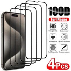 4 - Pack Premium Tempered Glass Screen Protectors - iPhone 15 Pro Max (Transparent)