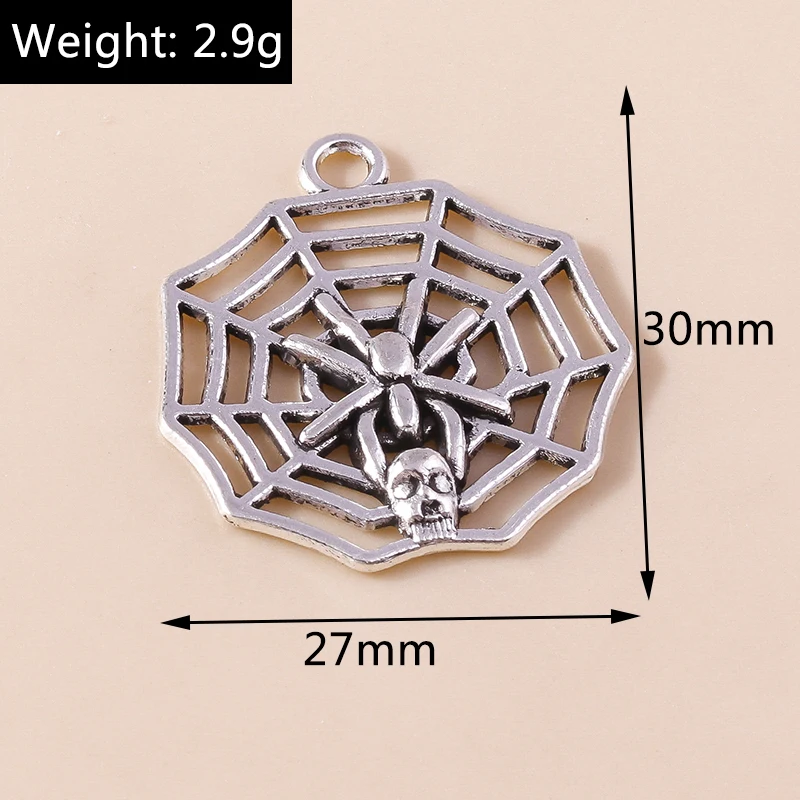 Leslie 10 Stück Legierung Spinne Kürbis Schädel Skelett Charms Halloween Anhänger für DIY handgemachte Metall Schmuck machen Zubehör – Detail 10