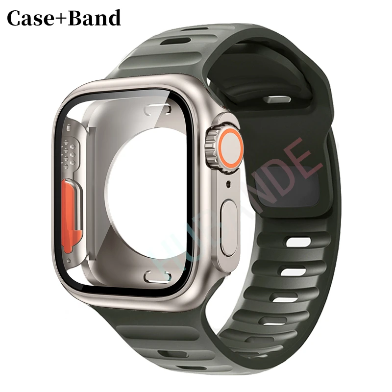 Sleek Silicone Watch Strap with Screen Protector Set