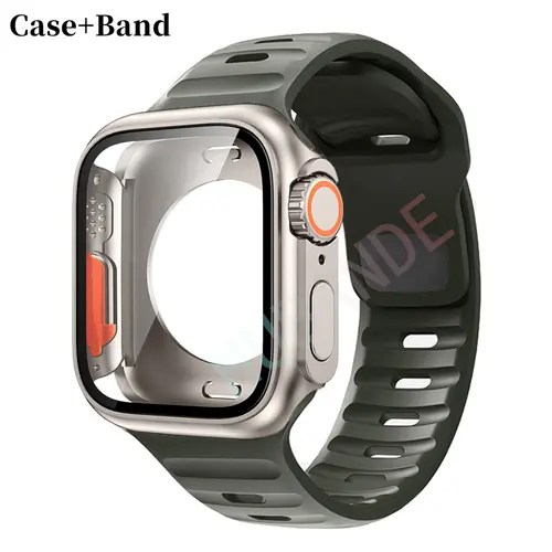 Silicone strap For Apple Watch 44mm 45mm 41mm 40mm Bracelet+Screen protectores Change to Ultra For iWatch Series 9 8 7 SE 6 5 3 - Image 16
