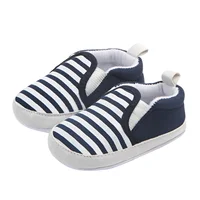 Infant Newborn Baby Flat Shoes, Stripe Print Non-Slip Slippers Soft Sole Adorable Baby Booties Babies First Walking Shoes 0-18M 2