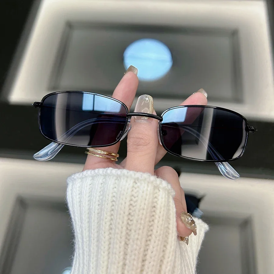 Modische Vintage Rechteckige Sonnenbrille für Damen und Herren Luxusmarken-Designer Sonnenbrillen Quadratische Schwarze Eyewear – Detail 4