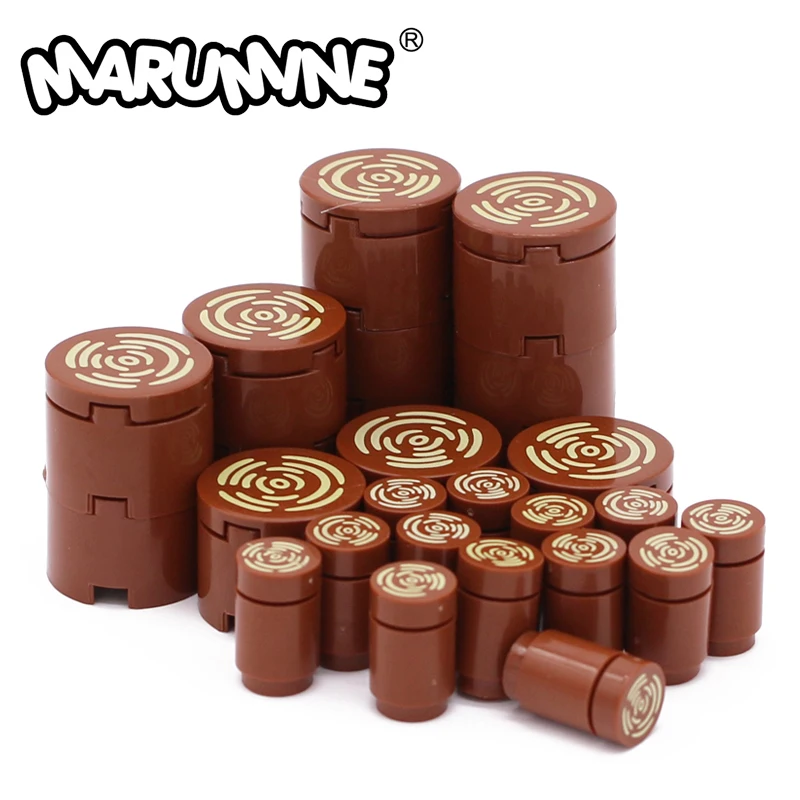 

Marumine Blocks Wooden 100PCS Tile Round 2x2 Tree Stump Wood Grain MOC Building Bricks Part Assembly Compatible 14769pb196 98138
