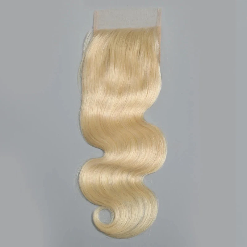 613 Blonde 4x4 Transparent Lace Closure Body Wave Closure Pre-Plucked 150% Density Brazilian Virgin Hair 10-18 Inch