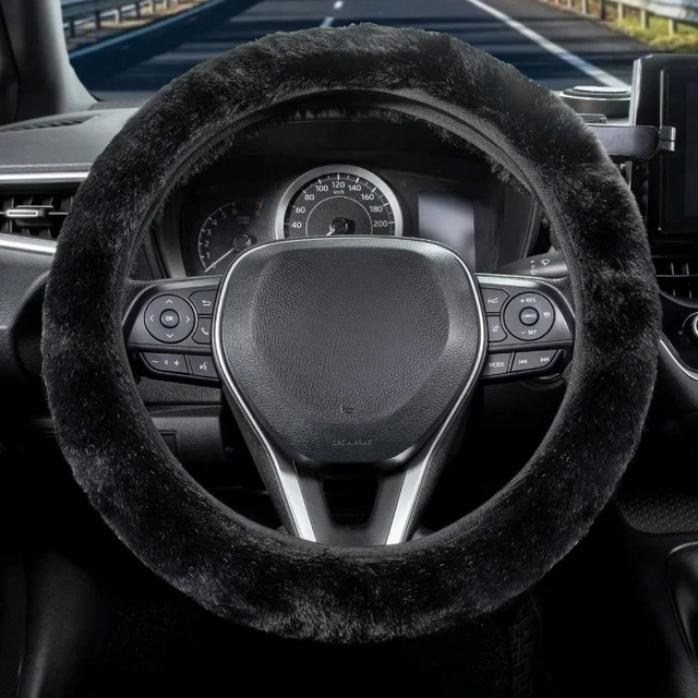 Car steering wheel cover without inner ring in winter plush warm soft comfortable non-slip elastic elastic handlebar cover 2