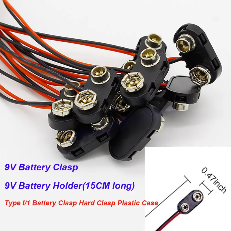 

5PCS T Type 9V Battery Snap Connector Clip Lead Holder 6.5/10/15/65/100mm Battery Adapter Terminal Experimental Snap Power Cord