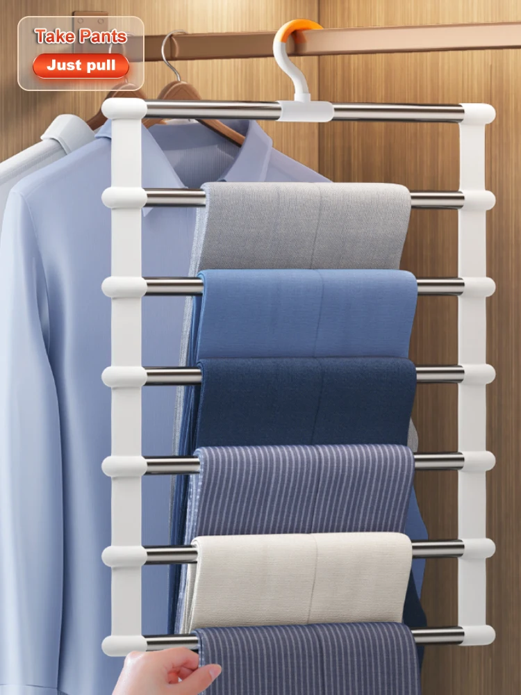 Portable Trouser Hangers Wardrobe Closet Clothes Organizer Clothing Pants Racks Multifunction Storage Racks Hangers