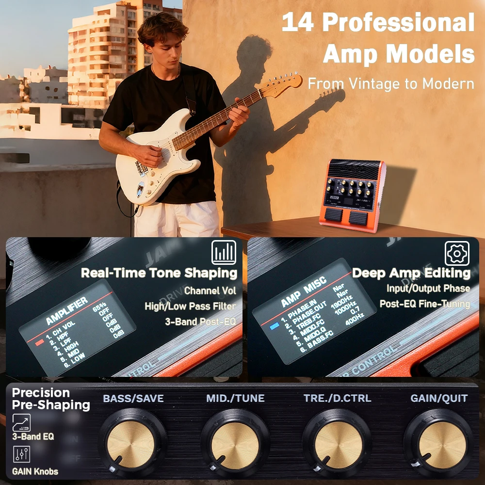 JAM BUDDY II 10W Guitar Amp 14 Amp Models 9 Effects Drum Machine Looper Bluetoot