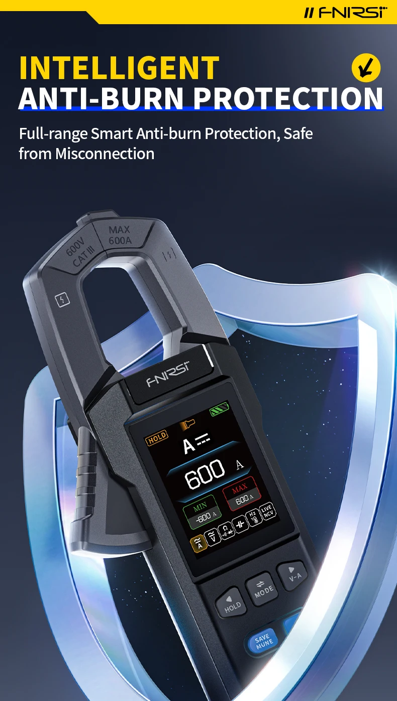 DMC-100 Цифровой токовый мультиметр с клещами,600A AC/DC, 10000 отсчётов, NCV