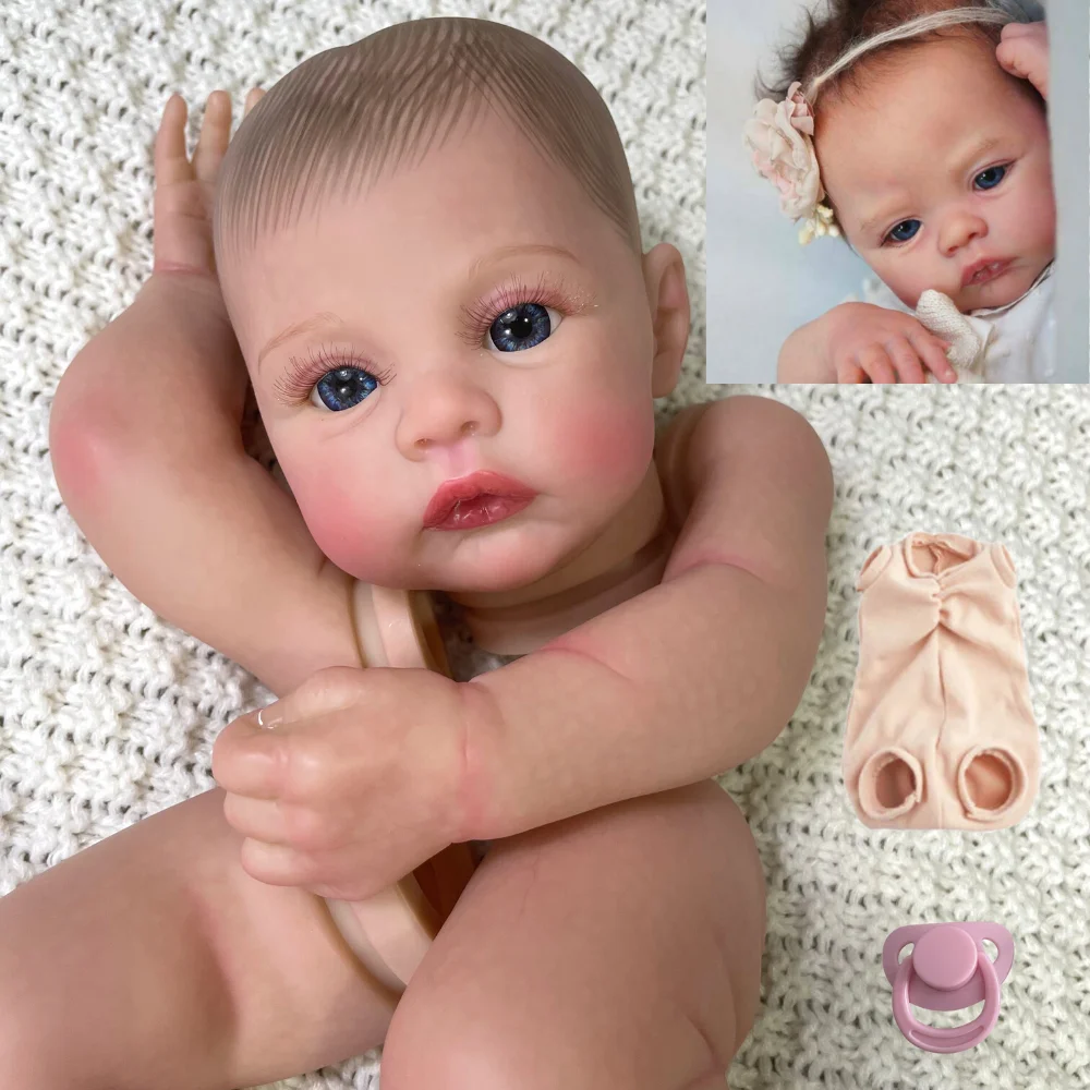 17 Inches Meadow Reborn 3D Painting Kit Newborn Baby Doll Mold With Hair More Realistic Easy DIY Toy