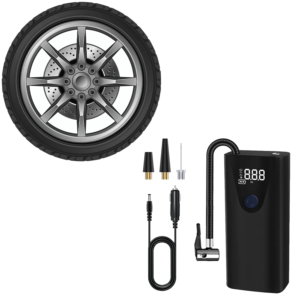Car Tyre Inflator High Precision Portable Air Compressor Digital Display Handheld Inflatable Pump for Car Motorcycle Bike Ball