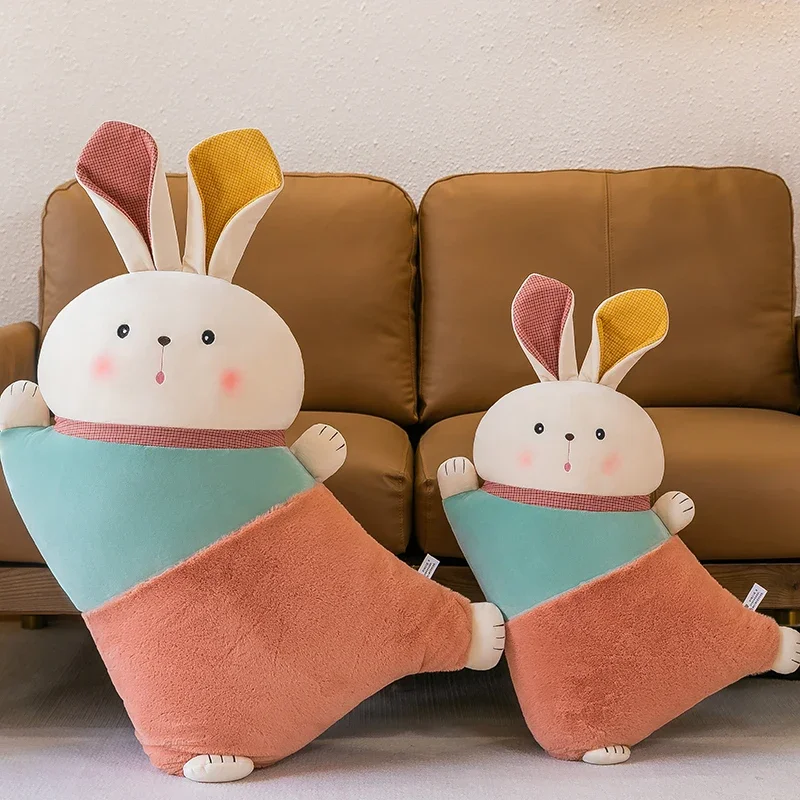 

120cm Cute Lucky Rabbit Pillow Sofa Backrest Plush Toy Waist Cushion Doll Girl Bed Doll Super Soft Kids Birthday Christmas Gift